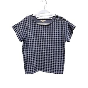 Madewell (Blue) Gingham Button Shoulder Top Womens Size S